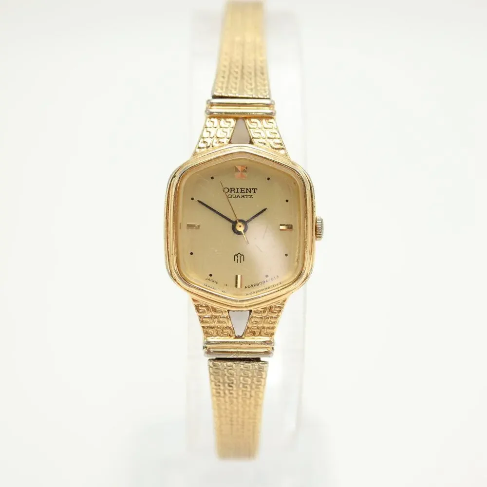 Vintage Orient Gold Tone Womens 18mm Cocktail Watch 6.5